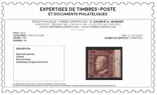 ITALY/ Sicily,  VF 1859 7,  50 gr red - brown.  CV Eur 1800.  - Digital Certificate 3