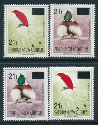 1995 Papua Guinea Bop 1st Overprints (1992 - 1993) Set Of 4 Fine Mnh