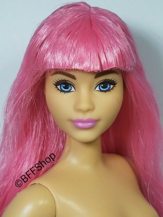 Nude Pink Hair Mattel Curvy Barbie Doll Fashionistas For Diorama Ooak Repaint