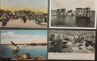 Egypt 4 Vintage 1900 - 1930 ' s Egyptian Postcards Carte Postal Postal History 2