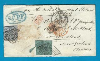 Italy Cover 1867 Italian States To Zealand (2 Stamps Missing)