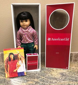 American Girl Ivy Ling 18 " Doll W/ Meet Outfit Earrings Book & Box / Retired