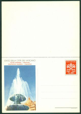 Vatican City 1958 Set Of 2 Rapid Reply Postcards,