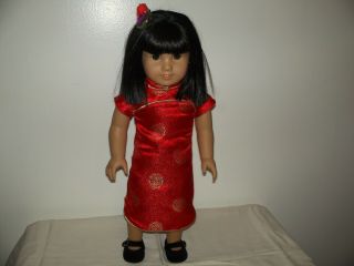 American Girl Doll Ivy Ling with Earrings Year outfit Asian flower barrette 3