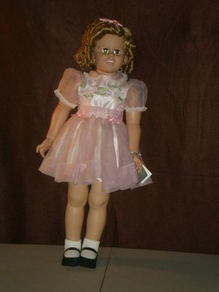 Shirley Temple Doll Playpal 35 " Lovee Doll Pink Dress Stand Box Danbury