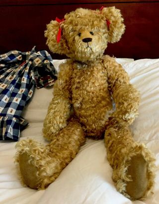 Gloria Franks Goose Creek Mohair Teddy Bear With Teddy Dress Fully Jointed Bear