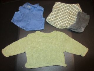 American Girl Today Perfectly Plaid Outfit Green Sweater Skirt 4 Piece 1999