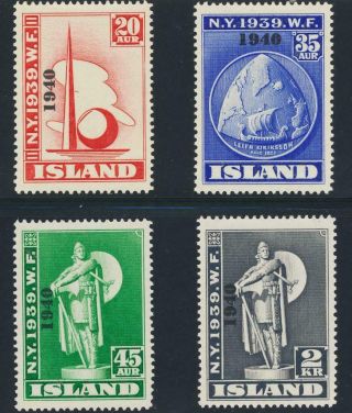 Iceland 1940,  York Fair Set,  Vf Mlh Sc 232 - 5 Cat$155 (see Below)