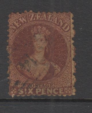 Zealand 1864 6d Red - Brown Chalon - Wmk Nz - Sg108 Cat £60,  G - Fu