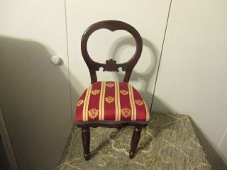 Charming Victorian Open Back Wood Doll Chair,  14 " T X 8 " X 8 " Lush Padded Seat