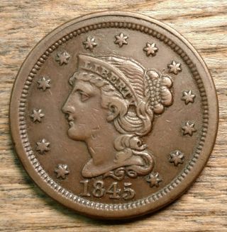 1845 Braided Hair Large Cent Better Date Choice Xf