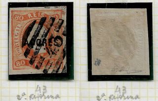 Portugal Azores Stamp,  1868 D.  Luis I Fita Curva N/denteados 80 Reis Md 05