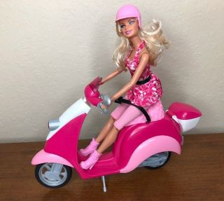 Barbie Glam Scooter Purple X5448 2011 And Barbie Doll Articulated