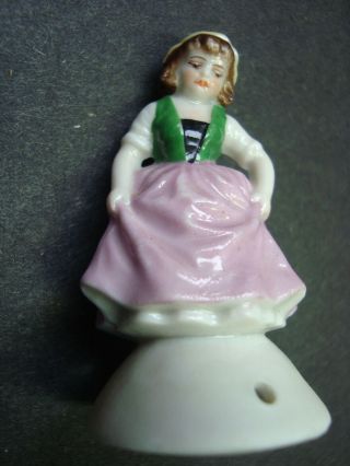 Tiny German Porcelain Maiden Half Doll Pincushion D&k ?