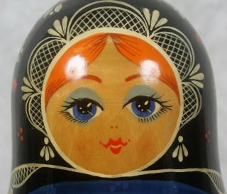 Russian Matryoshka Nesting Dolls Hand Painted 10 Pc Set Signed Fairy Tale Art 2