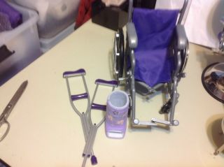 American Girl Doll Size Wheelchair,  Crutches And Cast