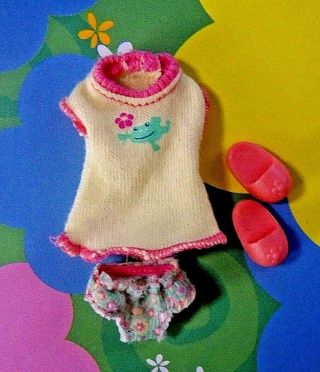 Kelly Chelsea Doll Clothes Vhtf Yellow Frog Pajama Dress With Panty & Slippers