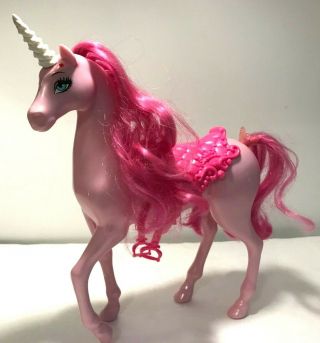 Mattel Barbie Fairytale Pink Regal Unicorn Horse & Sparkle Saddle White Horn