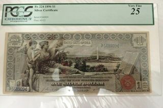 Us Currency Note 1896 $1 Silver Certificate Fr224 Vf Fine 25
