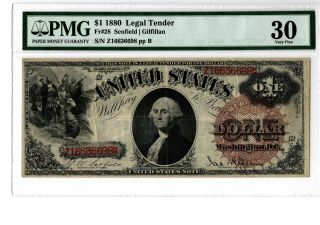 1880 $1 Legal Tender Note Fr 28 Pmg 30 Scofield/gilfillan 19 - C451