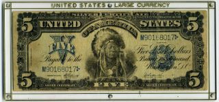 1899 $5 Silver Certificate Indian Chief Elliott - Burke Fr 279
