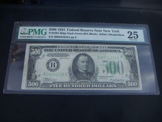 Usa Us 1934 $500 Five Hundred Dollar Bill Federal Reserve Note York Pmg