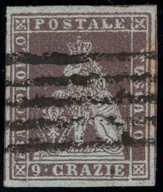 Tuscany Toscana 1851 9 Cr.  Bruno Violaceo Su Azzurro Sassone 2700 £,