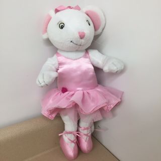 Angelina Ballerina White Plush Mouse Pink Tutu Stuffed Animal Toy 14” Euc Ar127