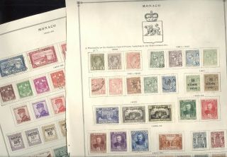 Monaco,  Assortment Of Old Stamps Hinged On Remainder Scott Pages