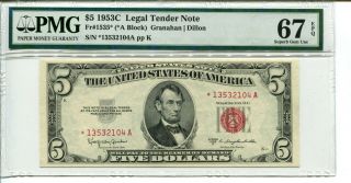 Fr 1535 Star 1953c $5 Legal Tender Note Pmg 67 Epq Gem Uncirculated