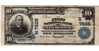 $10 1902 Plain Back The First National Bank Of Manchester,  Ky Ch 7605