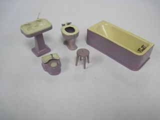 Vintage Tootsie Toy Miniature Furniture,  Orchid Bathroom