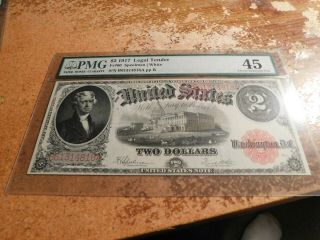 1917 2 Dollar Large Legal Tender Speelman/white Pmg 45 Note