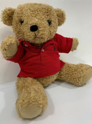 Ralph Lauren Polo 15.  5” Plush Teddy Bear Stuffed Animal W/ Red Polo Shirt