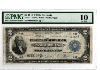 1918 $2 Federal Reserve Bank Note - St Louis Fr 771 Pmg 10 19 - C058