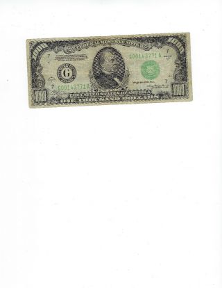1934 $1,  000 (one Thousand) Dollar Bill Chicago Federal Reserve " G "