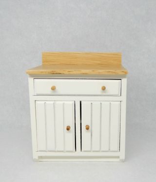 Vintage White Kitchen Cabinet W Counter Dollhouse Miniature 1:12