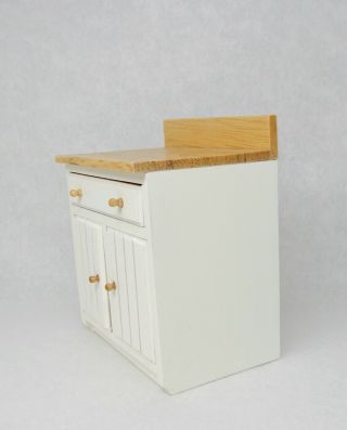 Vintage White Kitchen Cabinet w Counter Dollhouse Miniature 1:12 2