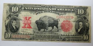 1901 $10 “bison” Legal Tender United States Note Ten Dollars Fr121