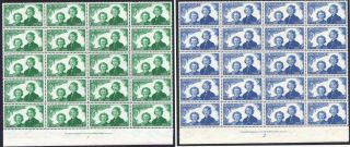 Zealand 1944 Health Stamps - Two Mnh Margin Blocks Of 20 - (37)