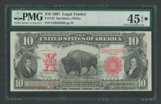 Fr122 $10 1901 Legal Tender " Bison " Note Pmg 45 Epq Very Choice Xf Wlm9623