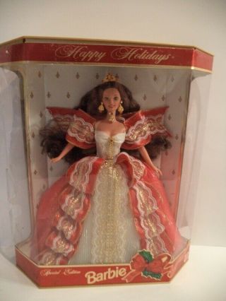 1997 Barbie Happy Holidays Special Edition Red Ribbon Gown Barbie Doll -