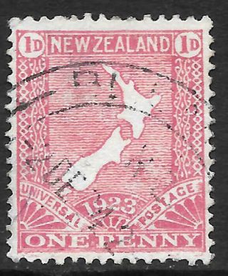 Zealand 1925 1d Map Carmine - Pink Cowan Paper,  Fu Cds.  Sg 462.