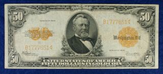 1922 $50 Large Size Gold Certificate Currency Banknote