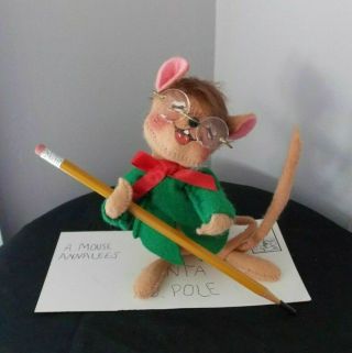 Annalee Christmas 1997 Mobility Doll 6” Letter To Santa Mouse With Eye Glasses