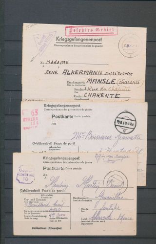 Germany France Stalag Pow Prisoner Of War Covers Cards Letters X 12 (ad102
