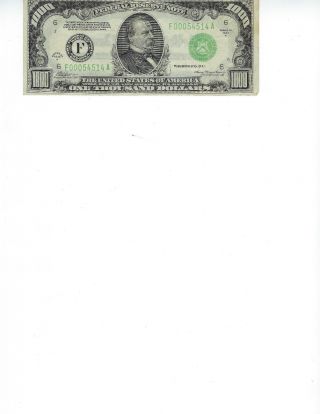 1934 $1,  000 (one Thousand) Dollar Bill Atlanta Federal Reserve " F "