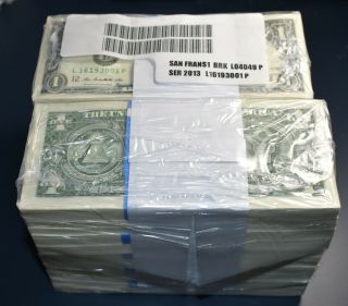 1000 Uncirculated $1 One Dollar Bills San Francisco BEP BRICK BUNDLE (2013) 3