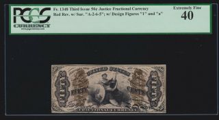 Us 50c Justice Fractional Currency W/ A - 2 - 6 - 5,  