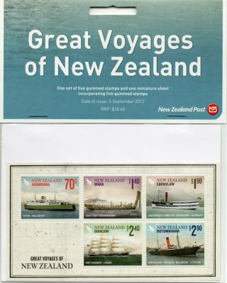 Great Voyages Of Zealand 2012,  1 Set Of 5 Stamps And 1 Miniature Sheet